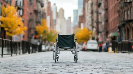 Accessible urban design with wheelchair ramps curb cuts and other features promoting mobility independence and inclusive community participation for people with disabilities and special needs