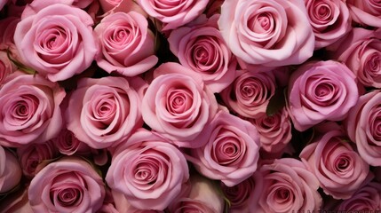 Obraz premium Pink rose bouquet close up showcasing delicate petals ideal for celebrations and special occasions in floral arrangements.