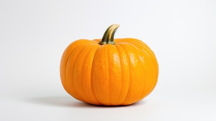 Obraz premium Vibrant orange pumpkin isolated on clean white background showcasing autumn harvest and seasonal decoration themes