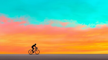Obraz premium Silhouette of Cyclist Against Colorful Sunset Sky