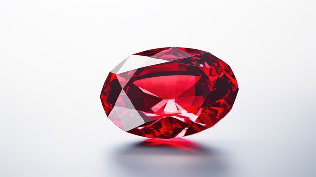 Elegant red ruby gemstone with intricate facets isolated on a clean background showcasing its vibrant color and natural beauty.