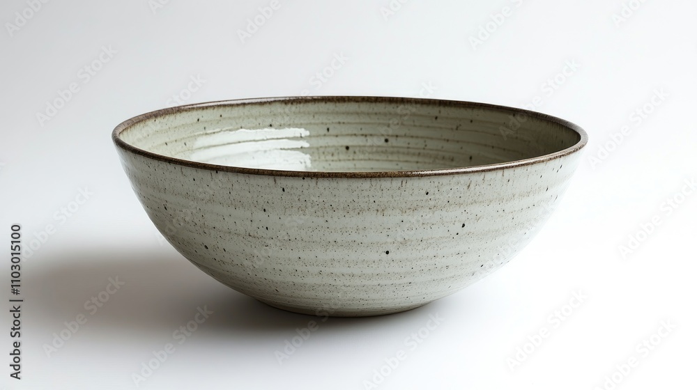 Poster stylish empty ceramic bowl with a textured surface set against a minimalistic white background for f