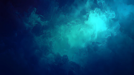 Fototapeta premium Abstract teal and blue watercolor background. Swirling paint creates a dreamy, underwater or nebula effect. Perfect for design projects needing a calming, ethereal mood.