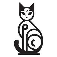 Monochrome logo of a cat in a minimalist and geometric style 1