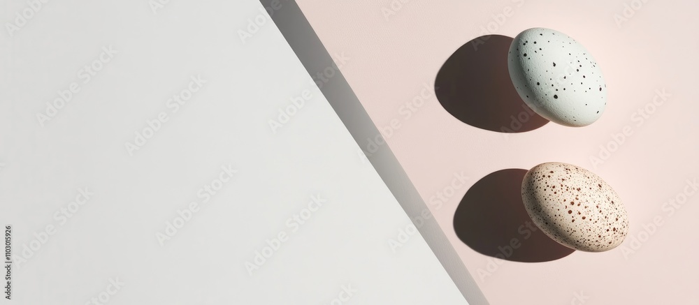 Poster easter eggs on pastel backdrop creating a minimalistic holiday decoration with copy space for text i