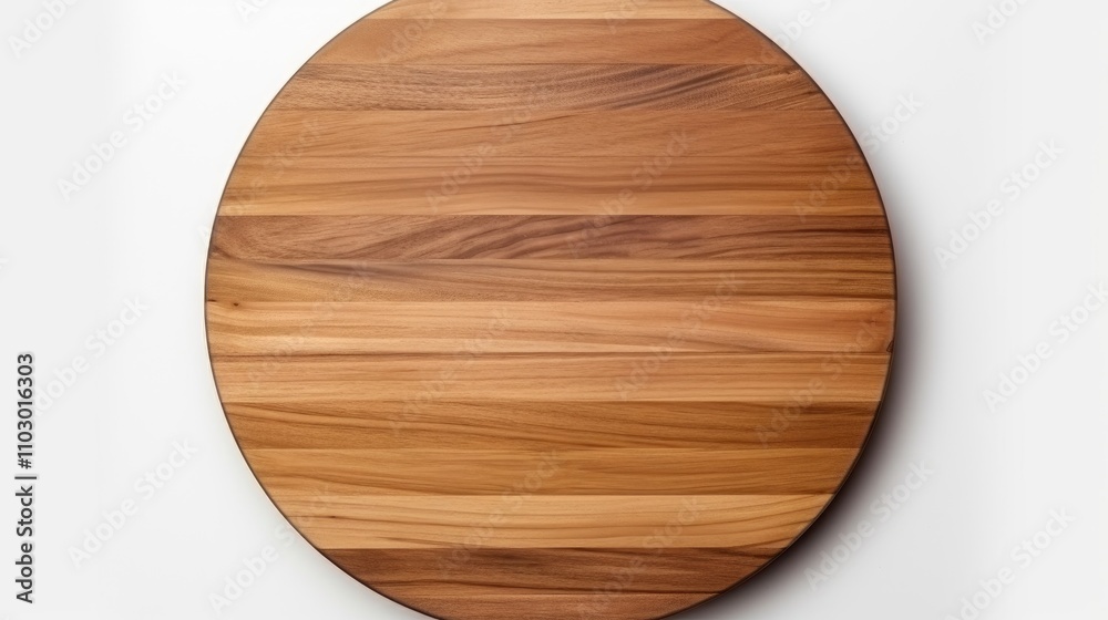 Poster round wooden table set against a white background showcasing its natural grain and texture from a to