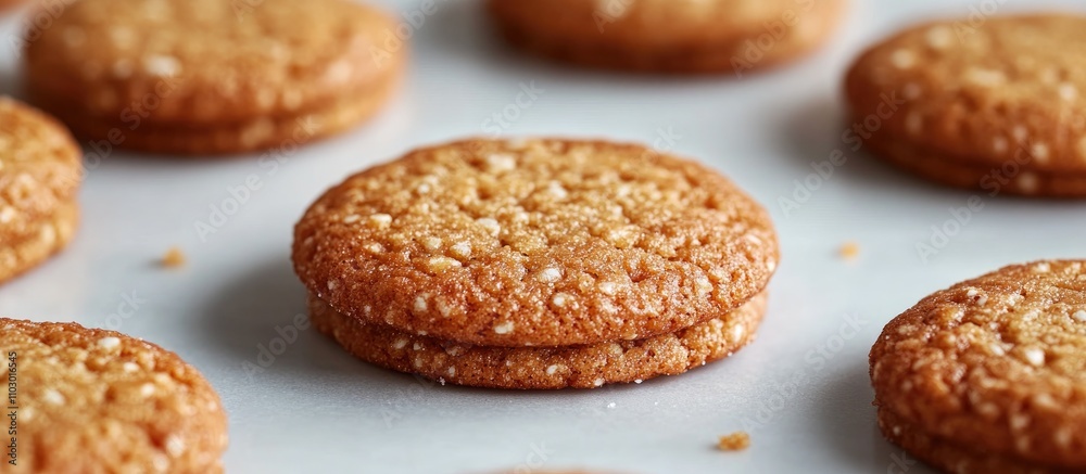 Poster closeup of assorted cookies on a light background showcasing texture and detail of baked treats for 