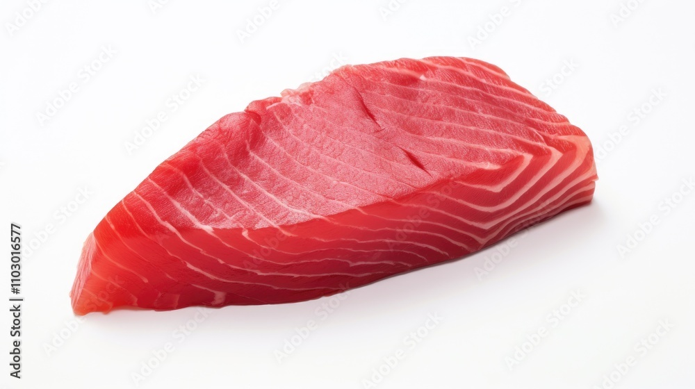 Aufkleber raw tuna steak on a white background showcasing its rich color and texture ideal for culinary presen