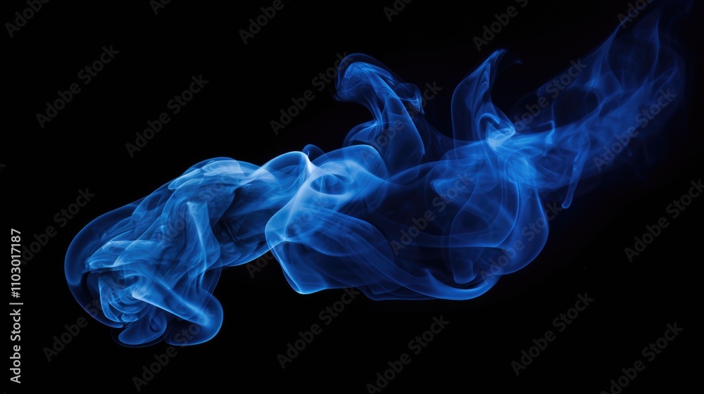 Poster blue smoke forming an abstract torch silhouette against a dark background creating a mystical and ar