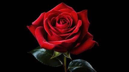 Bright red rose on black backdrop ideal for romantic and artistic collage designs