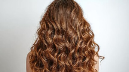 Fototapeta premium Image of Back View of a Girl with Beautiful Wavy, Healthy, Curly Long Shiny Brown Hair
