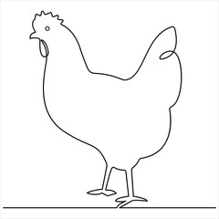Continuous single line drawing of chicken chicken hen simple line art design vector illustration