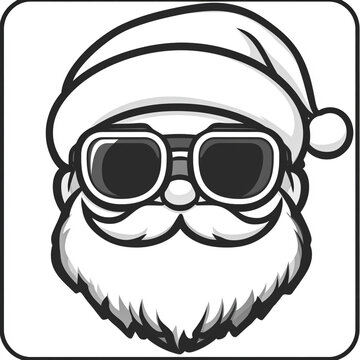 recommend clip art: santa hipster cool vector sunglass claus face silhouette icon christmas vector hippie santa claus look contour with cool beard and glasses santa hipster cool vector sunglass claus face silhouette icon