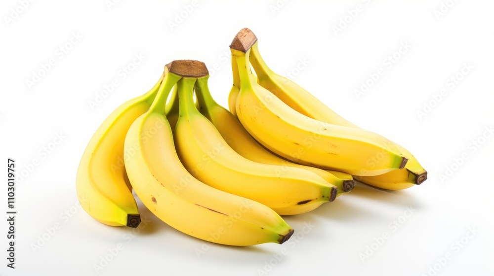 Aufkleber vibrant bunch of fresh ripe bananas arranged elegantly on a clean white background showcasing their 