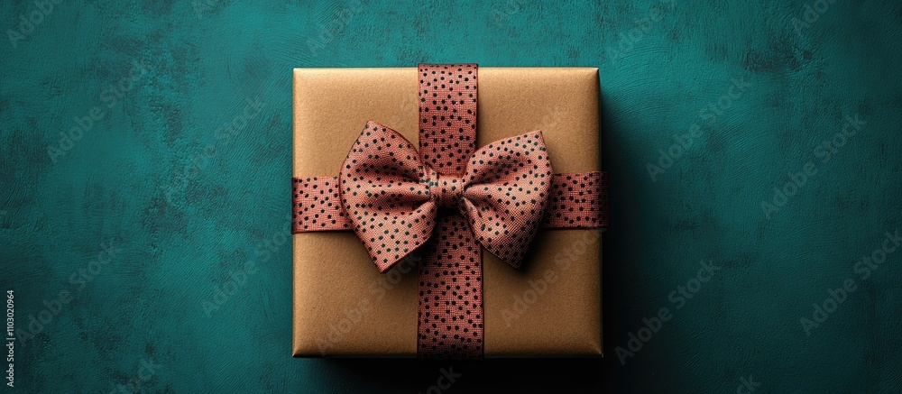 Poster father's day gift box with a stylish bow on a textured background ideal for greeting card and gift i