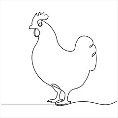 Continuous single line drawing of chicken chicken hen simple line art design vector illustration
