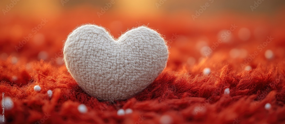 Aufkleber felt heart on red backdrop creating a warm atmosphere perfect for blank valentine's day card designs