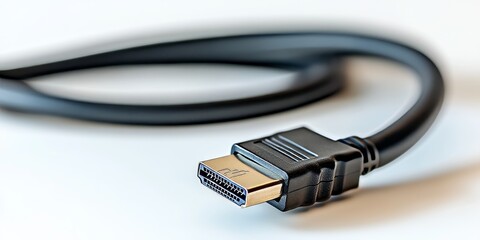 HDMI cable displayed on a white background, showcasing the versatility and quality of HDMI connections. This HDMI cable is perfect for various electronic devices and setups.