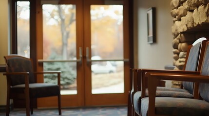 Fototapeta premium Campus counseling center entrance, a welcoming space for students seeking mental health support and guidance, fostering a nurturing environment for personal growth and well-being.