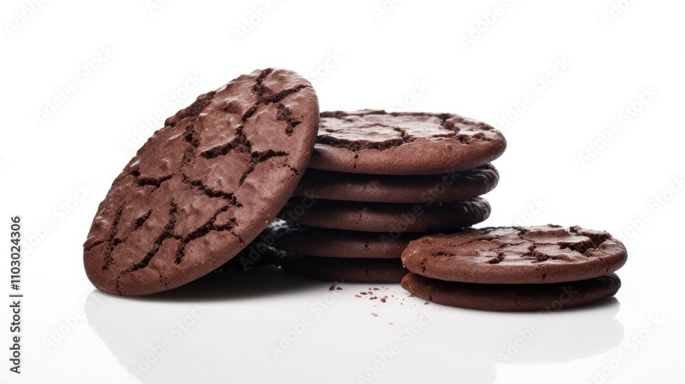 Aufkleber stack of chocolate lava biscuits with a cracked surface on a clean white background showcasing delic