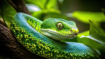 Fototapeta premium Reptile pet care. Featuring a pet snake or lizard in its habitat. Highlighting the unique care and display of reptile pets. Ideal for reptile pet care guides and tutorials.