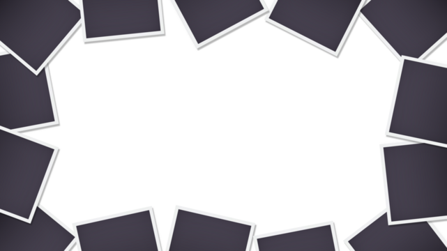 余白がある黒塗りの写真が周りに散らばるフレーム