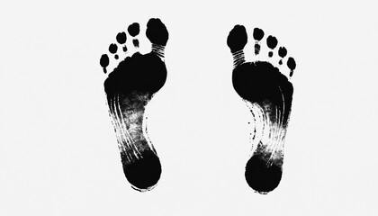 Black human woman footprint on a white background. Generative AI.