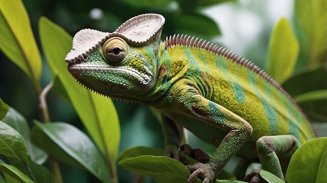 Chamaeleo calyptratus, also known as the chameleon