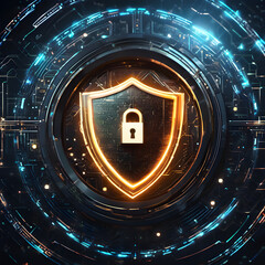 Glowing Shield of Cybersecurity