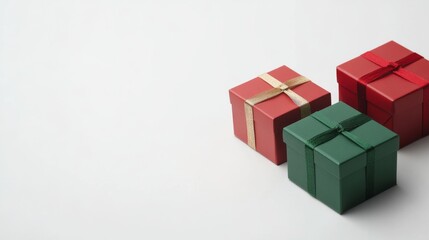 Obraz premium Illustration of christmas gift boxes on white background , Generative AI
