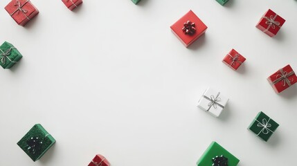 Fototapeta na wymiar Illustration of christmas gift boxes on white background , Generative AI