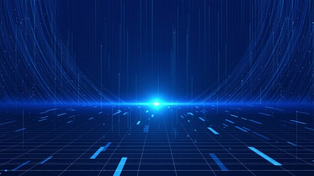Futuristic digital motion abstract matrix cyber environment big data economy, financial technology Data flow Cyber Matrix cyberspace. speed big data. ocean wave deep stage background surface waves 3D