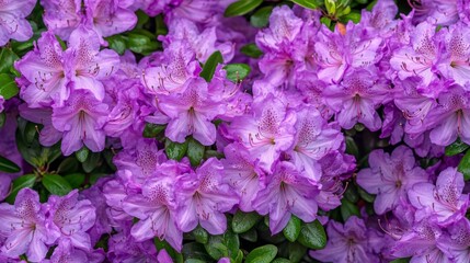 Obraz premium 31.Close-up view of vibrant purple flowers in full bloom, clustering on a shrub at Acton Botanical Garden in Massachusetts. The petals display varying shades of purple, with fine details in the