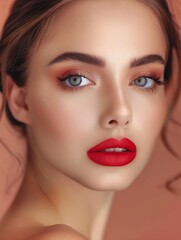 Close-up of Woman's Face with Glamorous Makeup