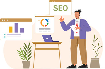 Fototapeta premium Digital Marketing SEO Analysis Illustration