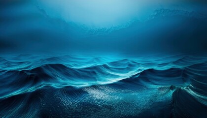 Ocean Floor Mystery: An underwater landscape of dark, rolling hills and mysterious depths, bathed in an ethereal blue light. This image evokes a sense of wonder and the unknown. 