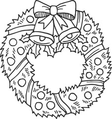 Christmas wreath doodle. Home decoration. Holiday celebration