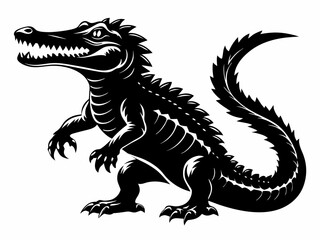 Silhouette of a Majestic Crocodile Vector black on white background