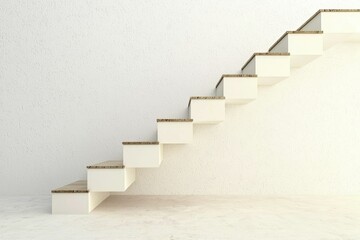 Side view of a sleek staircase with sharp edges against a plain white wall contemporary interior focusing on minimalism and symmetry