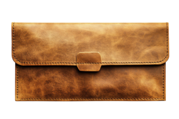 Elegant brown leather wallet with a simple clasp, showcasing craftsmanship and quality materials