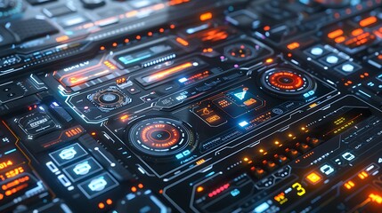 Naklejka premium Futuristic Technology Interface with Glowing Lights