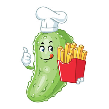 chef pickle holding fries, thumbs up clip art preview