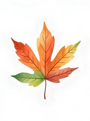 Fototapeta premium Watercolor Autumn Leaves Clipart, Fall Leaves, Leaf Illustrations, Digital Download, Maple leaf, Thanksgiving card decoration, Autumn Foliage, white background, invitation, wall art, sublimation 