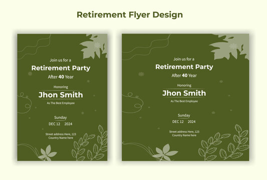 Retirement party invitation  flyer design template
