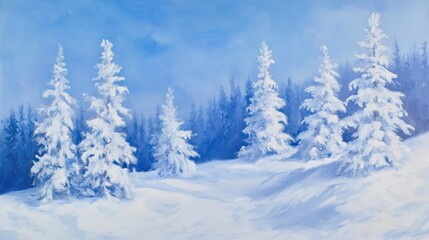 Serene Winter Landscape with Snow-Covered Pines