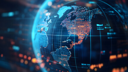 Obraz premium Close-up of a digital globe with economic policy impact