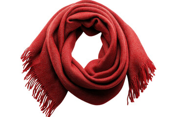 Cozy red scarf wrapped elegantly on a soft white background perfect for winter styling