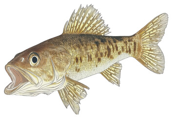 Fototapeta premium Detailed Fish Aquatic Life Wildlife Marine Animal Brown Fish Nature Open Mouth Scales