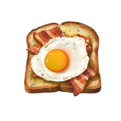 Classic Bacon and Egg on Golden Toast Gourmet Food Art