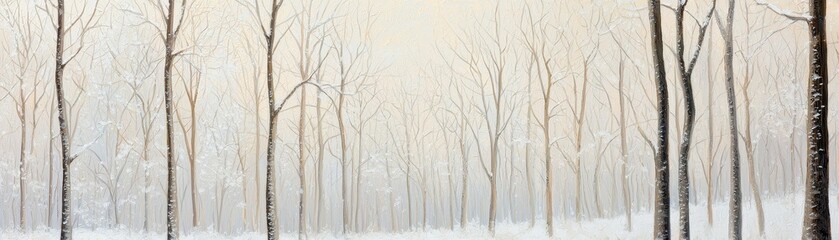 Fototapeta premium Serene Winter Forest Snow Covered Trees Tranquil Landscape